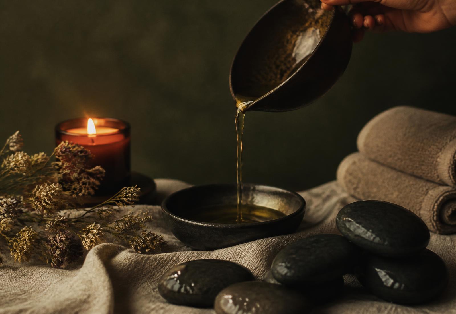 Hot stone and candle ritual